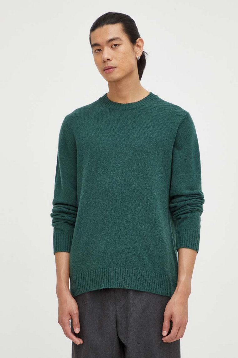 Samsoe Samsoe sweter wełniany SYLLI męski kolor zielony M20500076