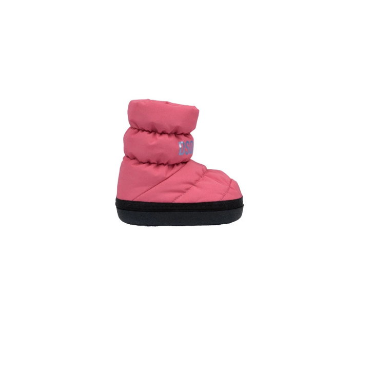Różowe Buty Śniegowe z Logo Marki Dsquared2