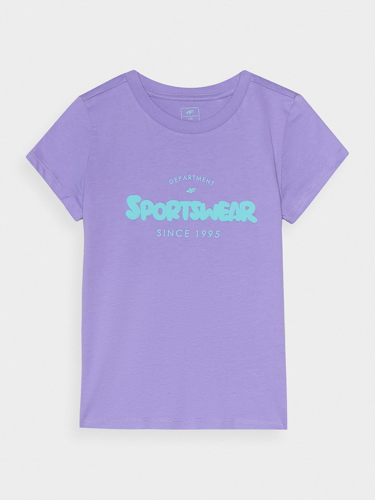 T-shirt z nadrukiem dziewczęcy - fioletowy