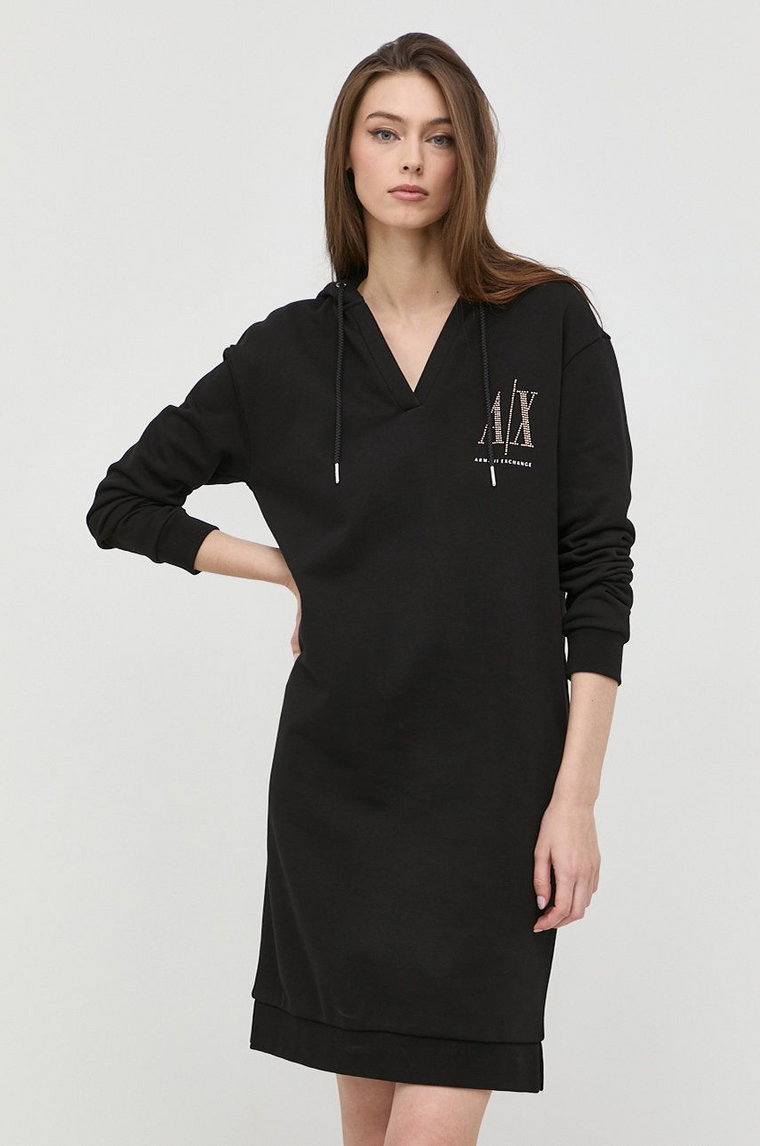 Armani Exchange sukienka bawełniana 8NYADY.YJ68Z kolor czarny midi prosta