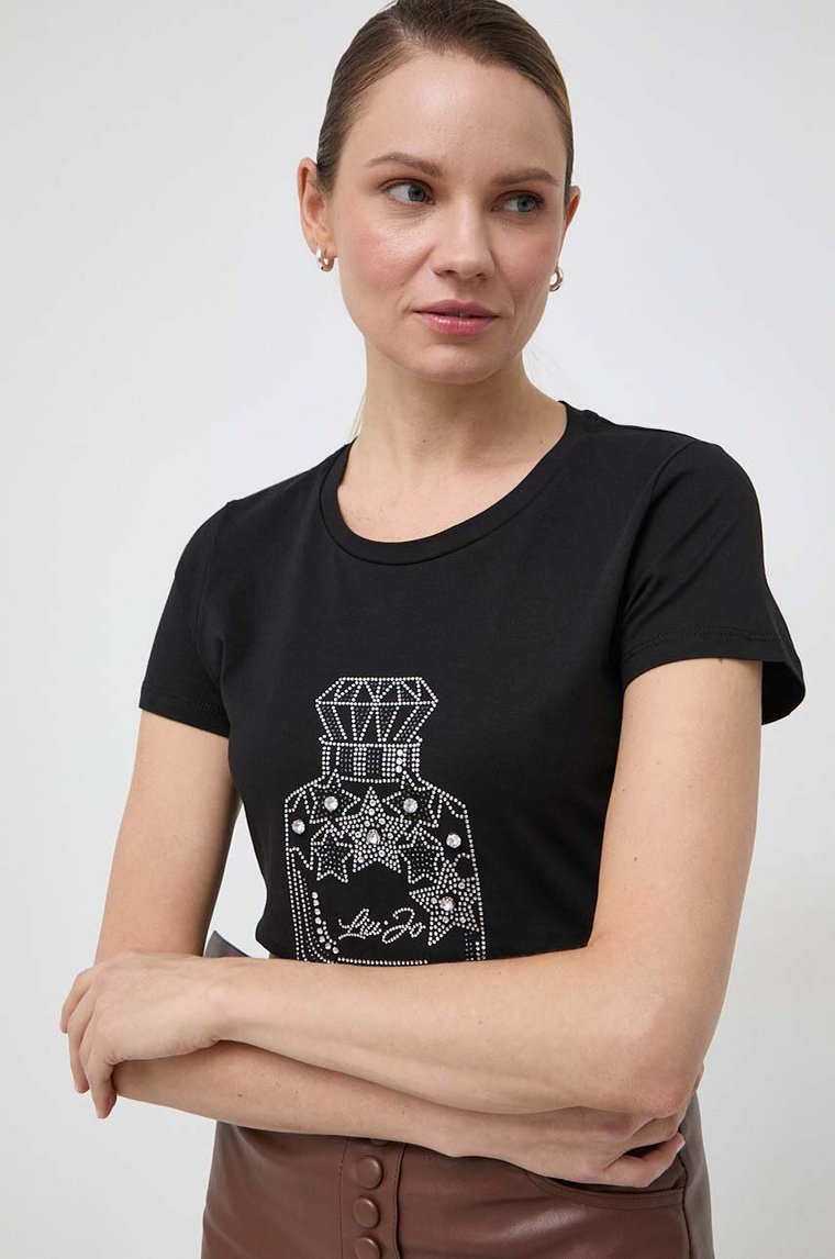 Liu Jo t-shirt bawełniany damski kolor czarny
