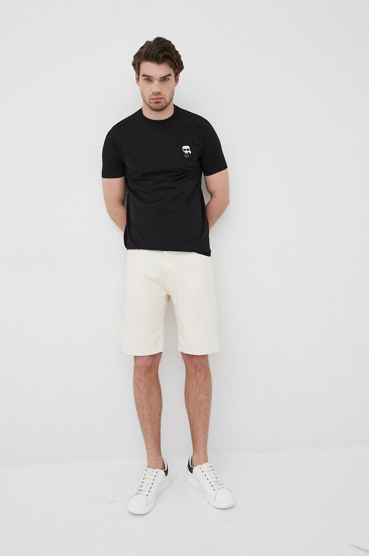 Karl Lagerfeld t-shirt 500221.755027 męski kolor czarny z aplikacją
