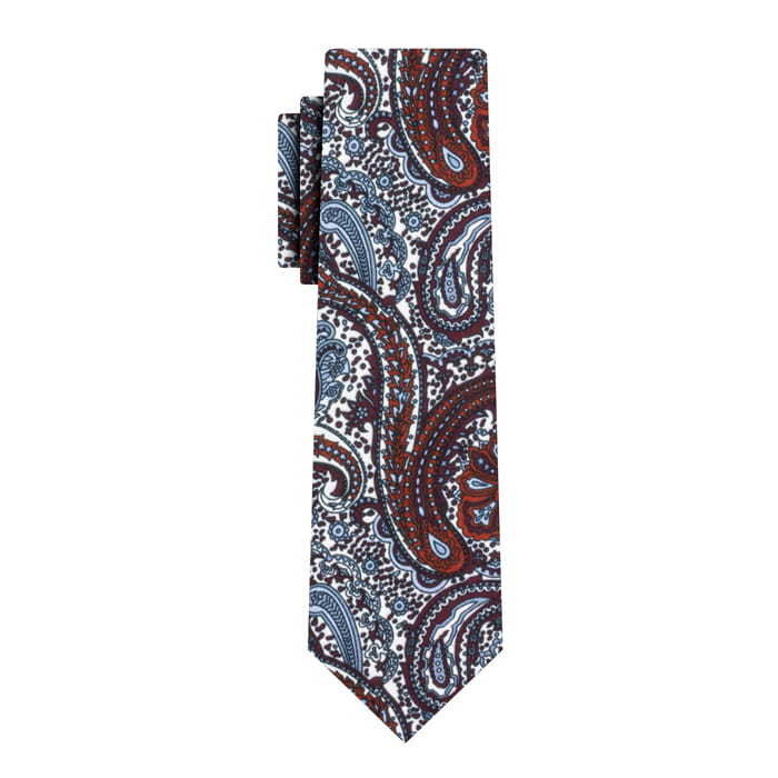 Krawat bawełniany niebieski w paisley EM 28