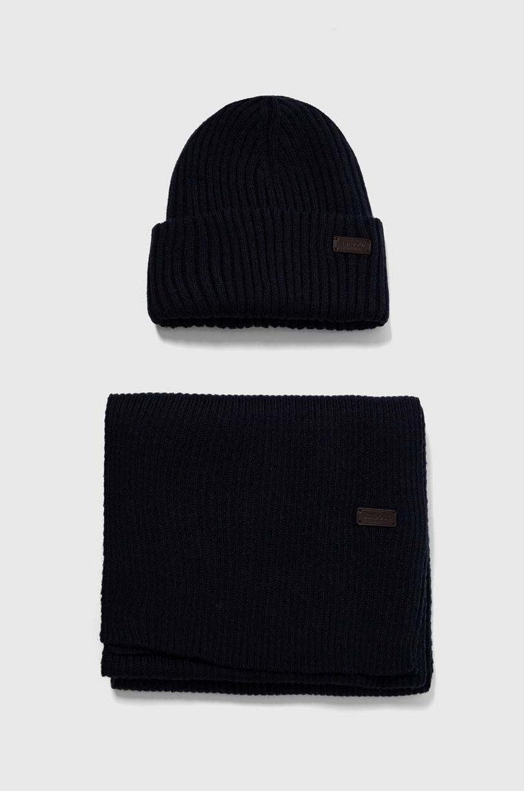 Barbour komplet Crimdon Beanie & Scarf Gift Set kolor granatowy MGS0019