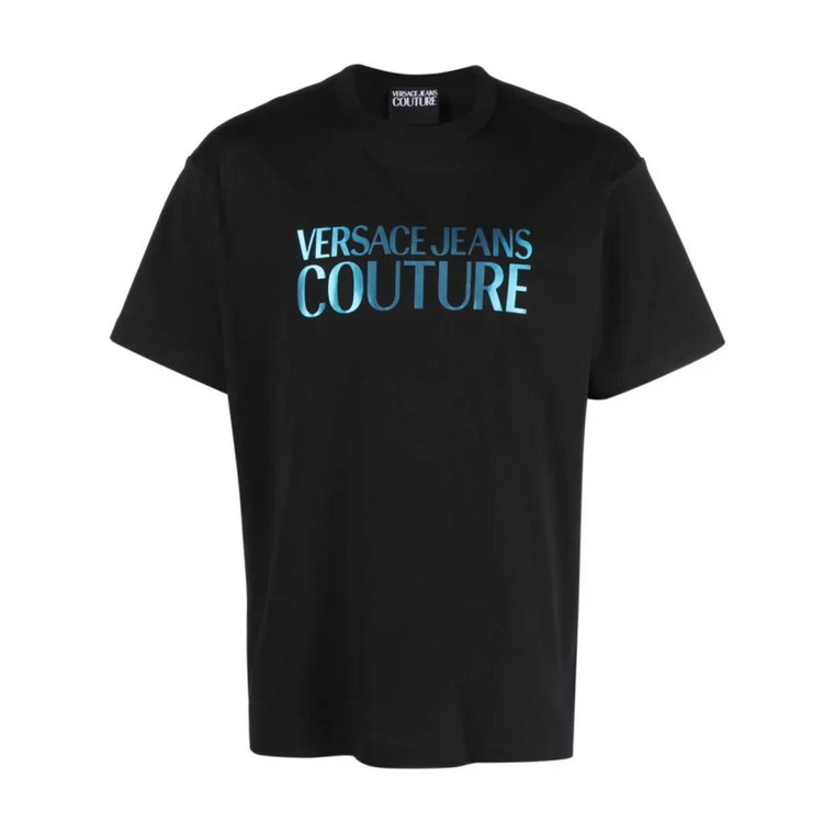 Czarna koszulka z Couture Branding Versace Jeans Couture