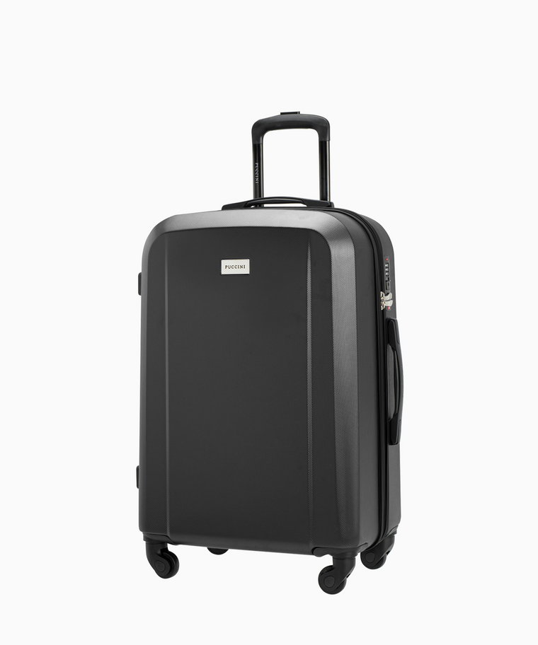 PUCCINI Średnia walizka jednokolorowa czarna