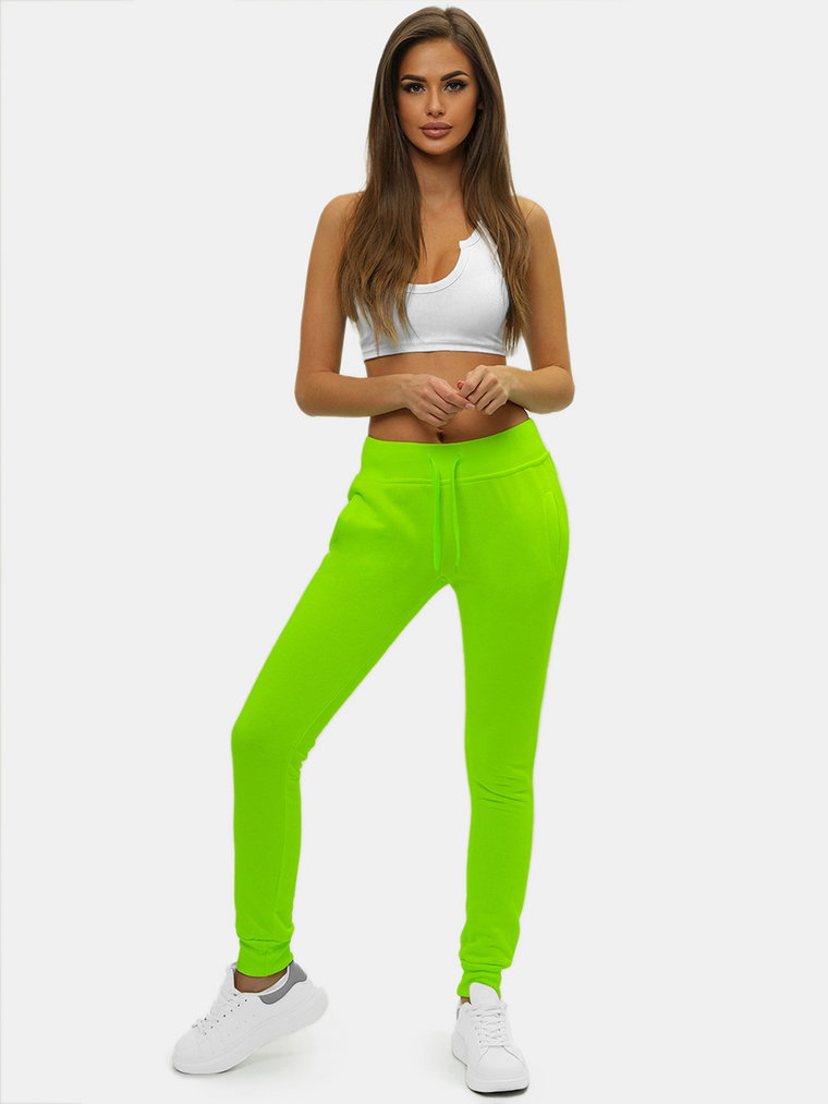 Spodnie dresowe damskie zielone-neonowe OZONEE JS/CK01/31Z