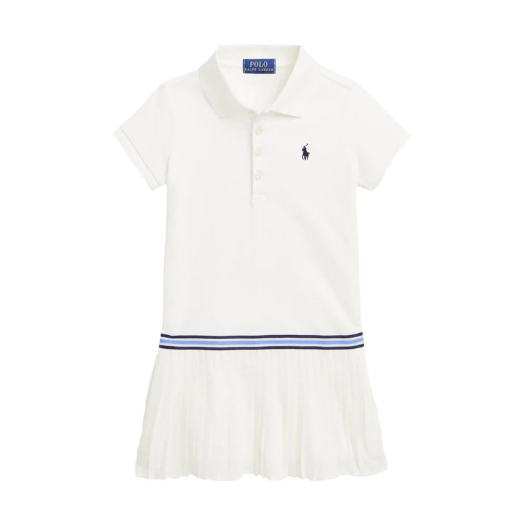 Biała Sukienka w Stylu Polo dla Dziewczynek Ralph Lauren