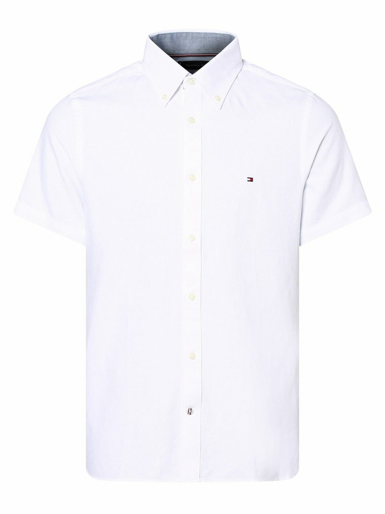 Tommy Hilfiger - Męska koszula z dodatkiem lnu, biały