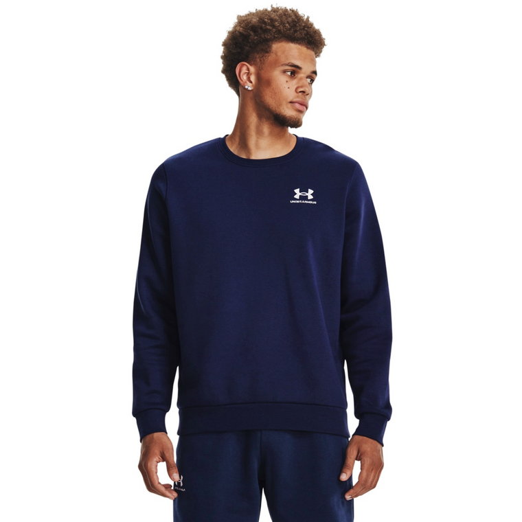 Męska bluza dresowa nierozpinana bez kaptura Under Armour UA Essential Fleece Crew - granatowa