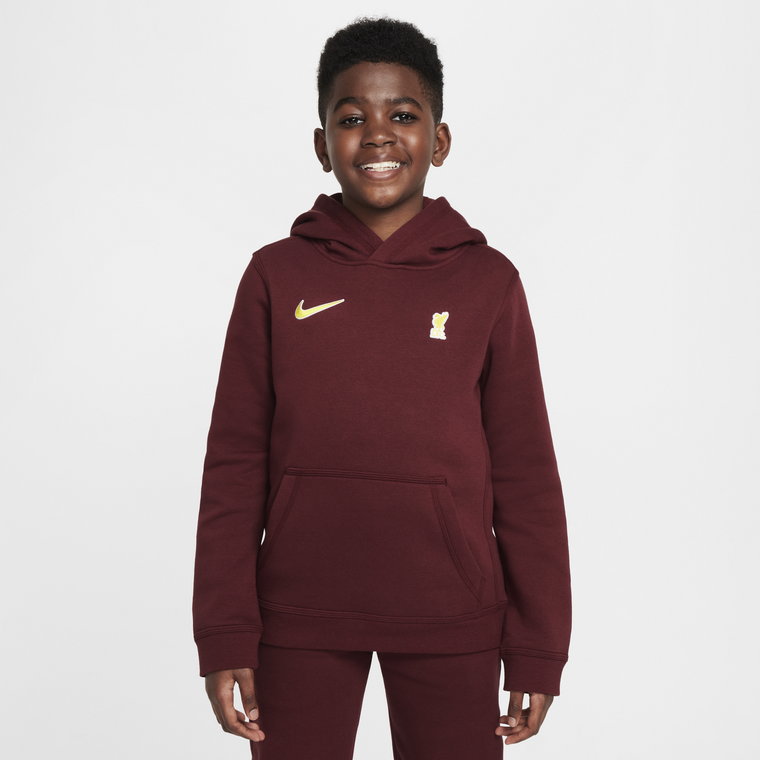 Bluza piłkarska z kapturem dla dużych dzieci (chłopców) Nike Liverpool F.C. Club - Czerwony