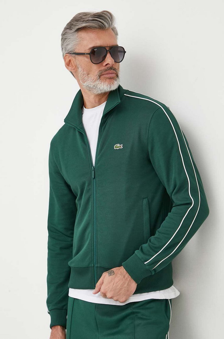 Lacoste bluza męska kolor zielony gładka
