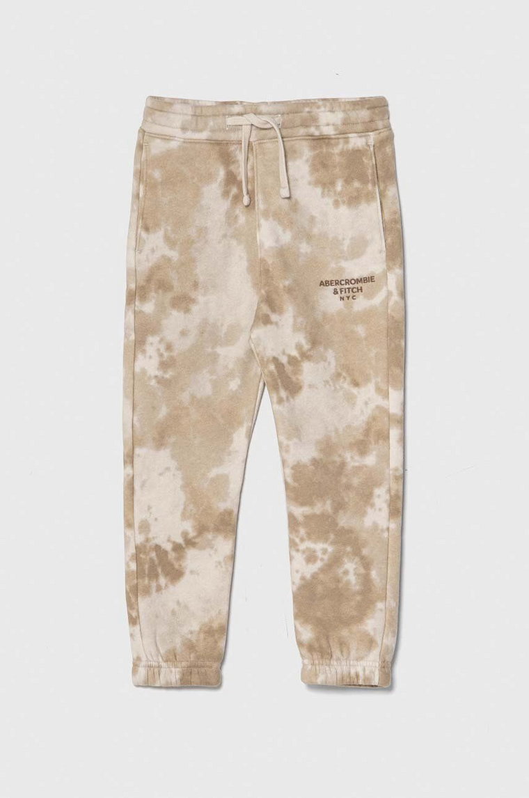 Abercrombie & Fitch spodnie dresowe dziecięce kolor beżowy wzorzyste