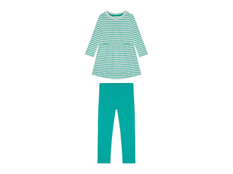 lupilu Komplet dziewczęcy z bawełną (tunika + legginsy), 2 elementy (110/116, W paski/ zielony)