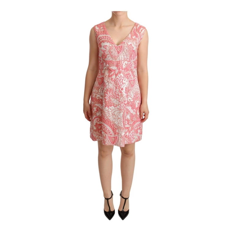 Pink Floral Jacquard Pleated Sheath Dress Dolce & Gabbana Pre-owned