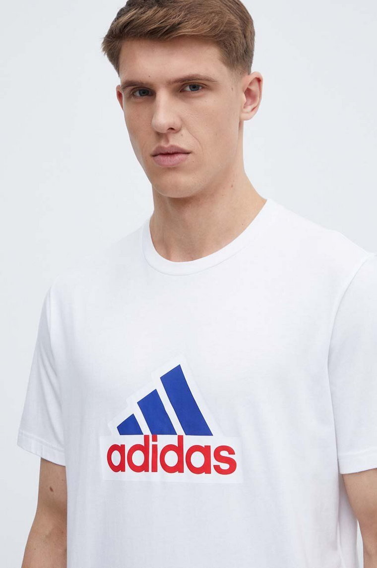 adidas t-shirt bawełniany męski kolor biały z nadrukiem IS3234