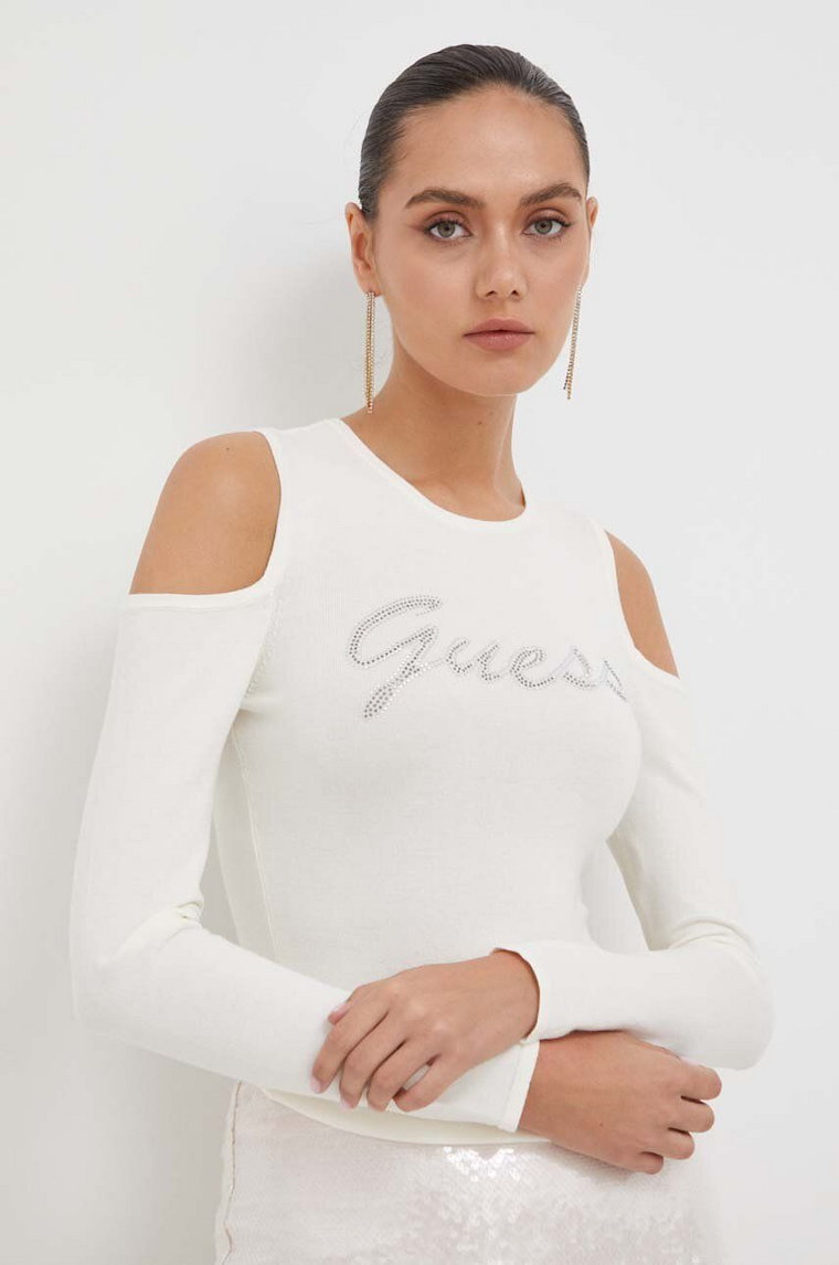 Guess sweter damski kolor beżowy lekki