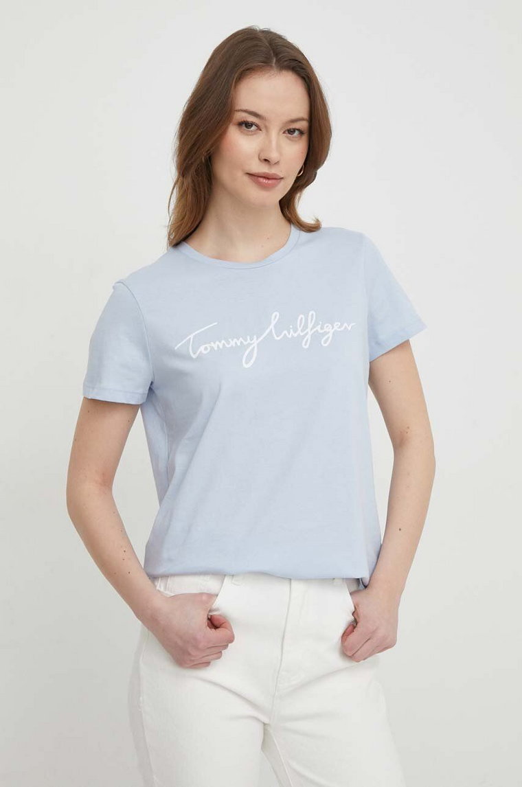 Tommy Hilfiger t-shirt bawełniany damski kolor niebieski