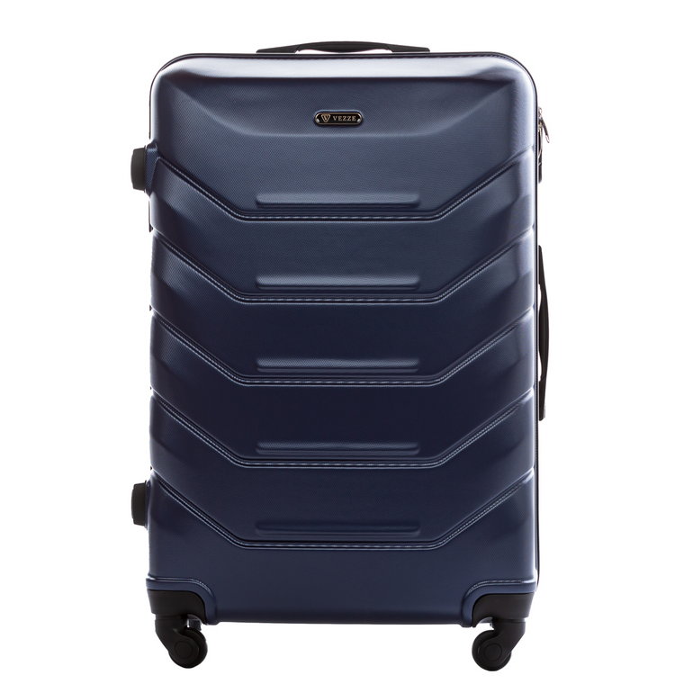 Duża walizka podróżna VEZZE z ABS-u trapez GRANATOWA