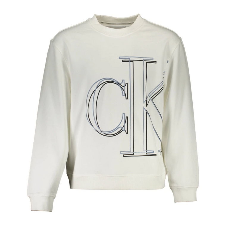 Biała Bawełniana Bluza z Nadrukiem Logo Calvin Klein