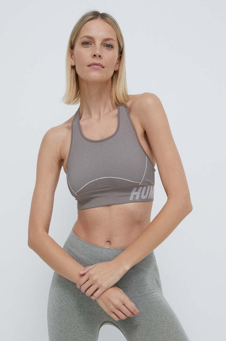 Hummel biustonosz sportowy hmlTE CHRISTEL SEAMLESS SPORTS kolor beżowy melanż 213753