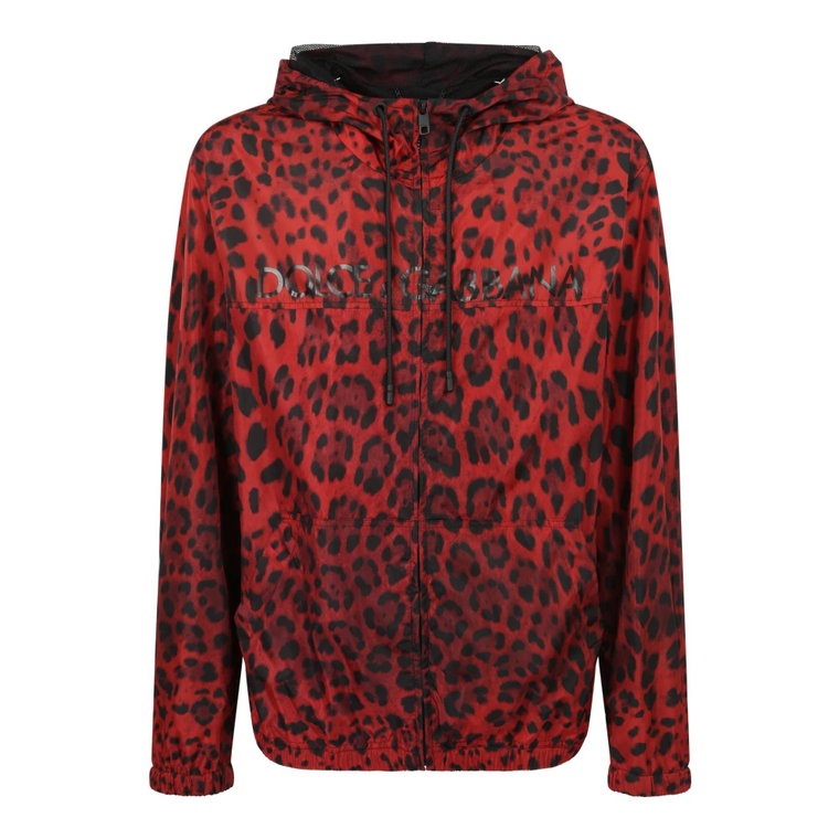Czerwona Kurtka z Wzorem Leoparda dla Mężczyzn Dolce & Gabbana