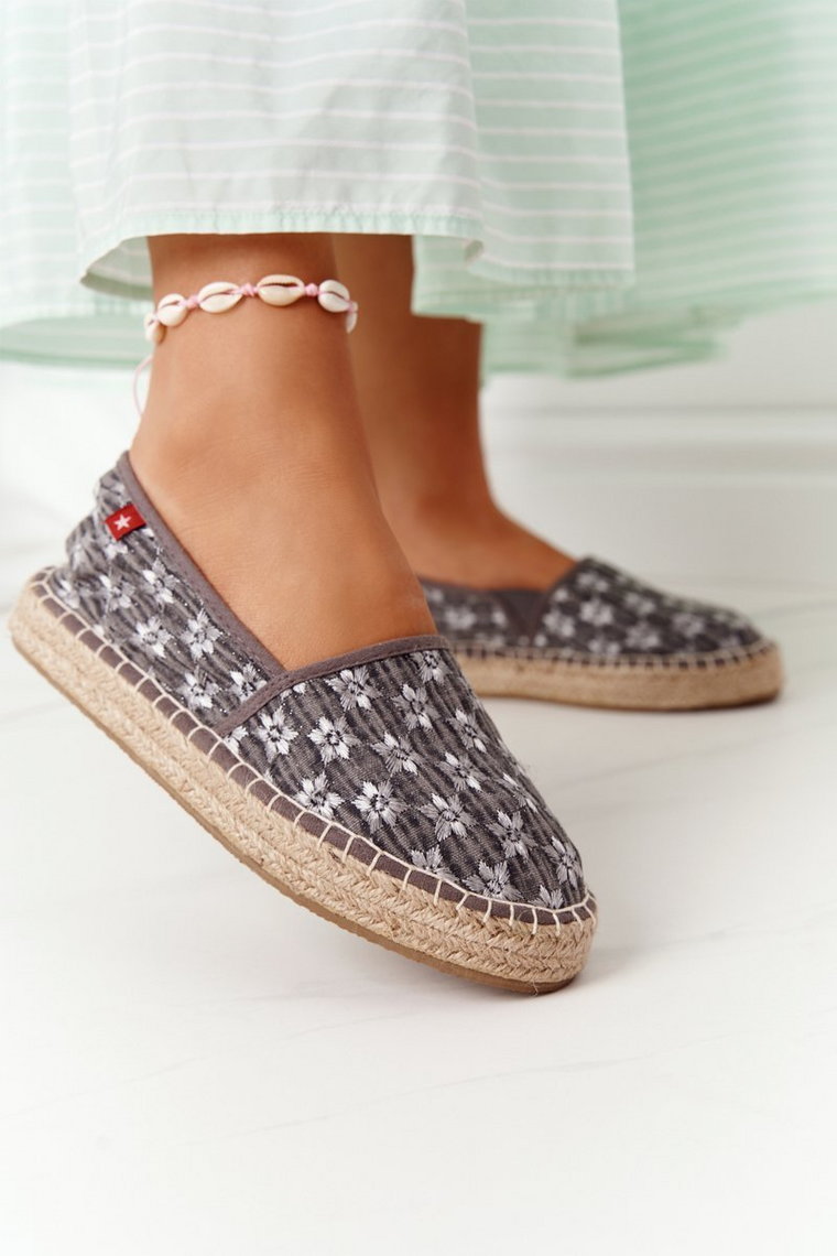 Espadryle Na Plecionej Platformie Big Star AA274680 Szare