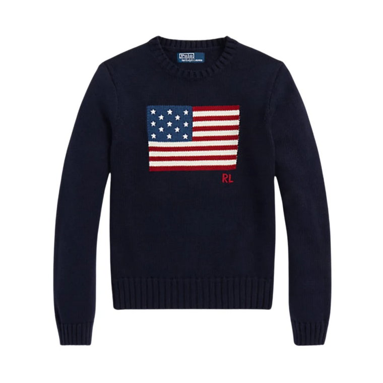 Damski Sweter z Okrągłym Dekoltem i Flagą Polo Ralph Lauren