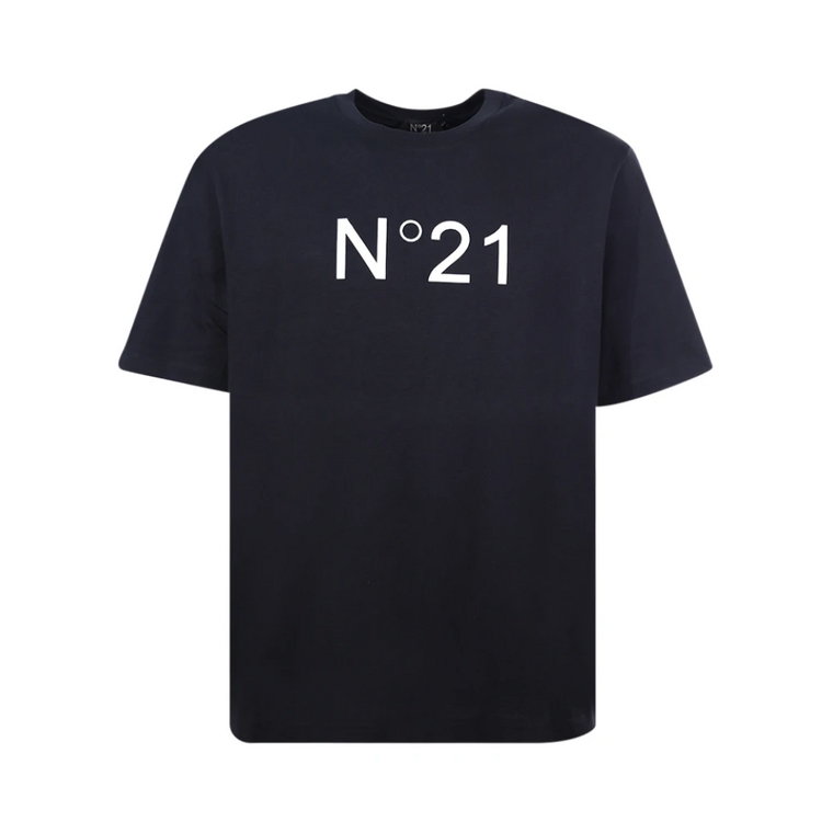 Czarna koszulka z okrągłym dekoltem i kontrastowym logo N21