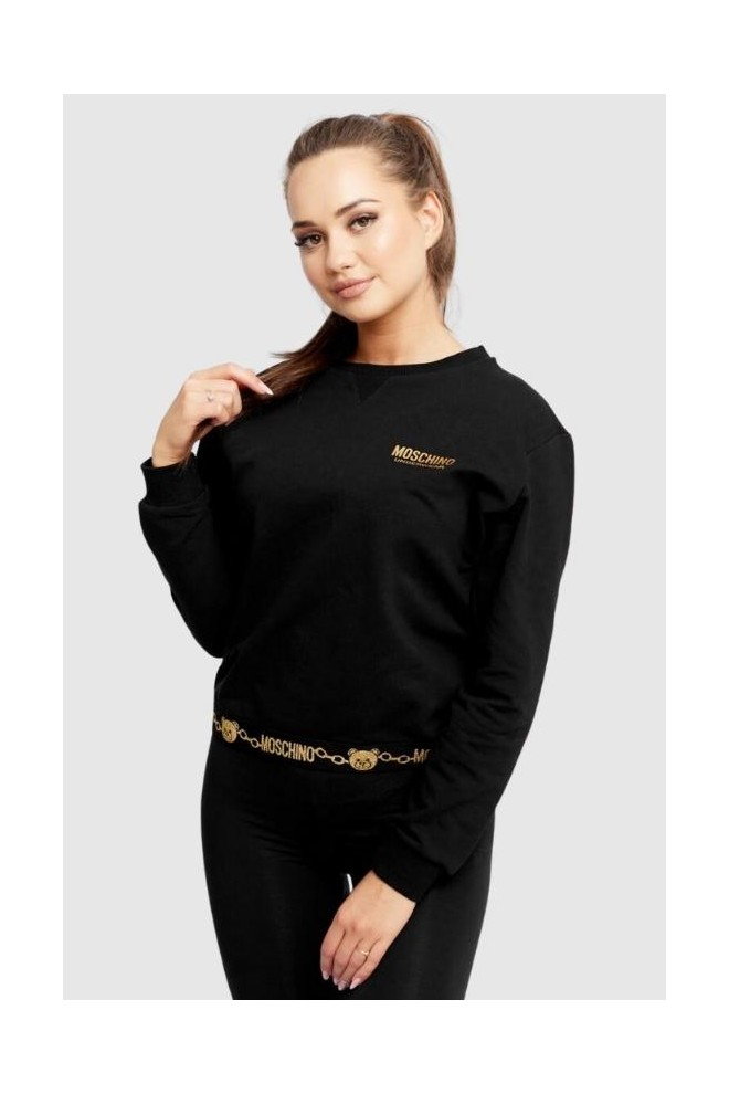 MOSCHINO Czarna bluza damska ze złotym logo