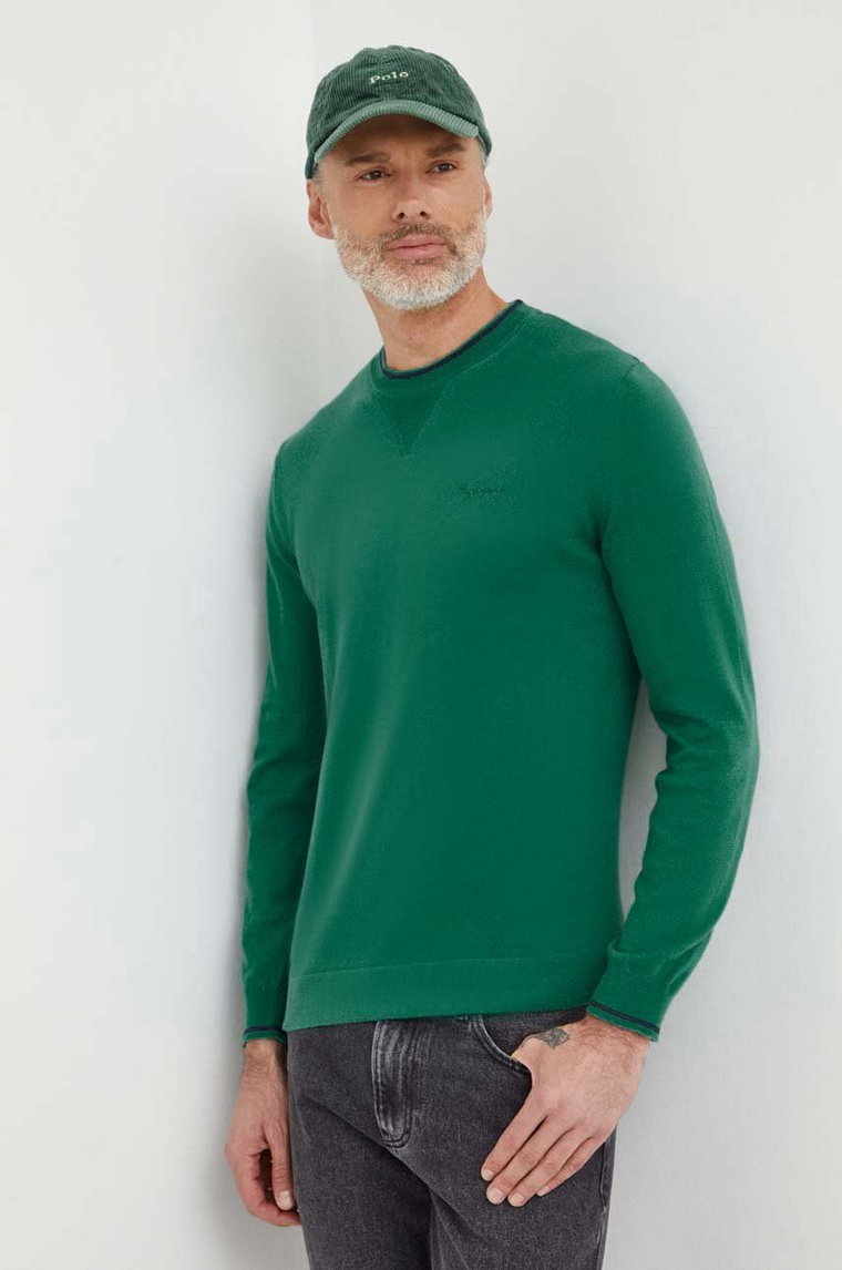 Pepe Jeans sweter bawełniany Mike kolor zielony lekki