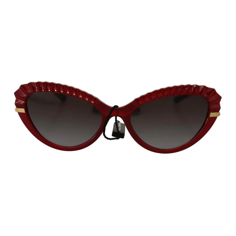 Czerwone Damskie Okulary Przeciwsłoneczne z Szarym Gradientowym Szkłem Dolce & Gabbana