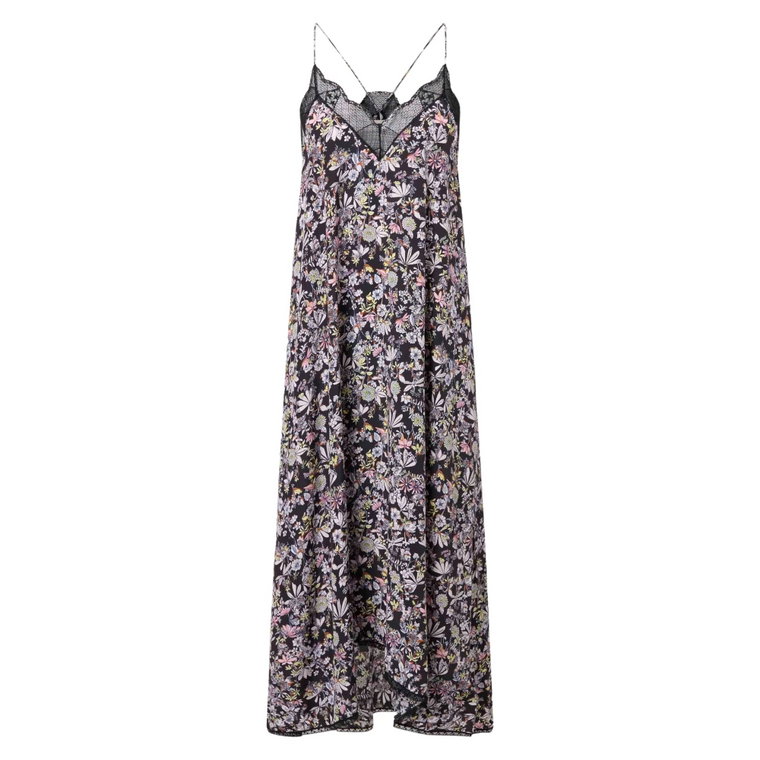Długa sukienka z jedwabiu w kwiatowy wzór Zadig & Voltaire