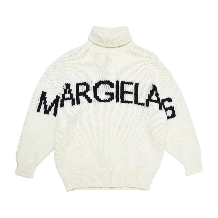 Kremowy sweter z odważnym logo Maison Margiela