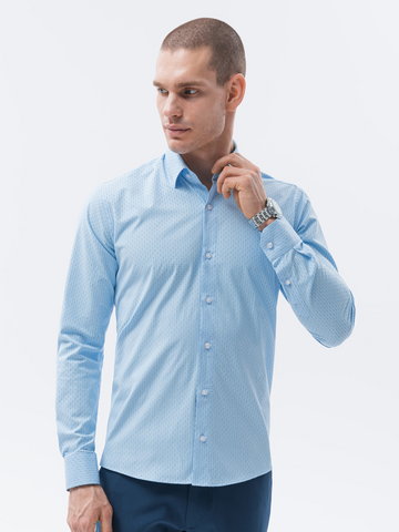 Koszula męska z długim rękawem REGULAR FIT - błękitna K606 - S
