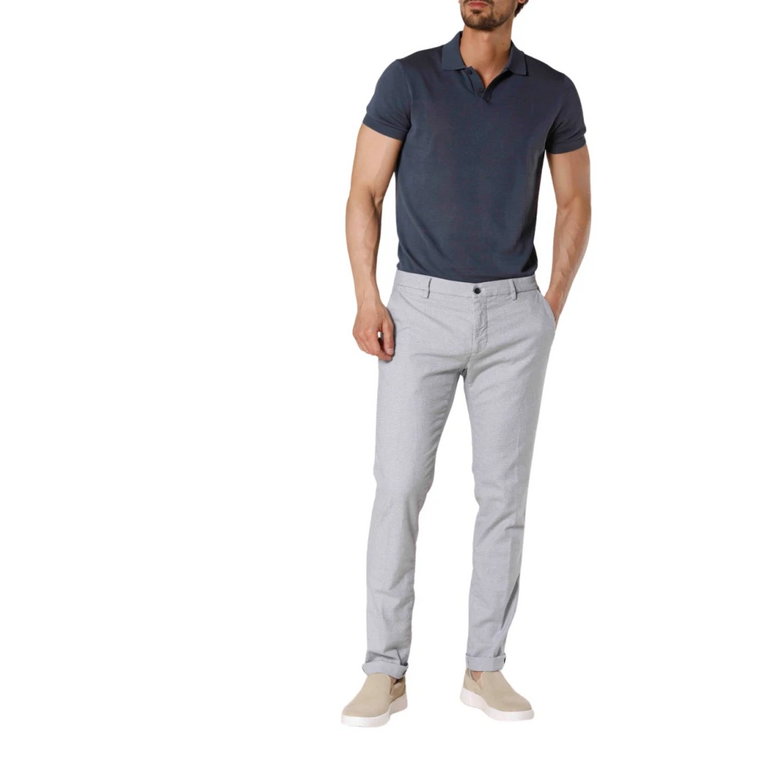 Białe Spodnie Chino Slim Fit z Mikrowzorem Mason's