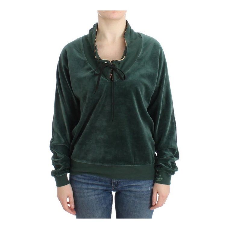 Green velvet cotton sweater Roberto Cavalli