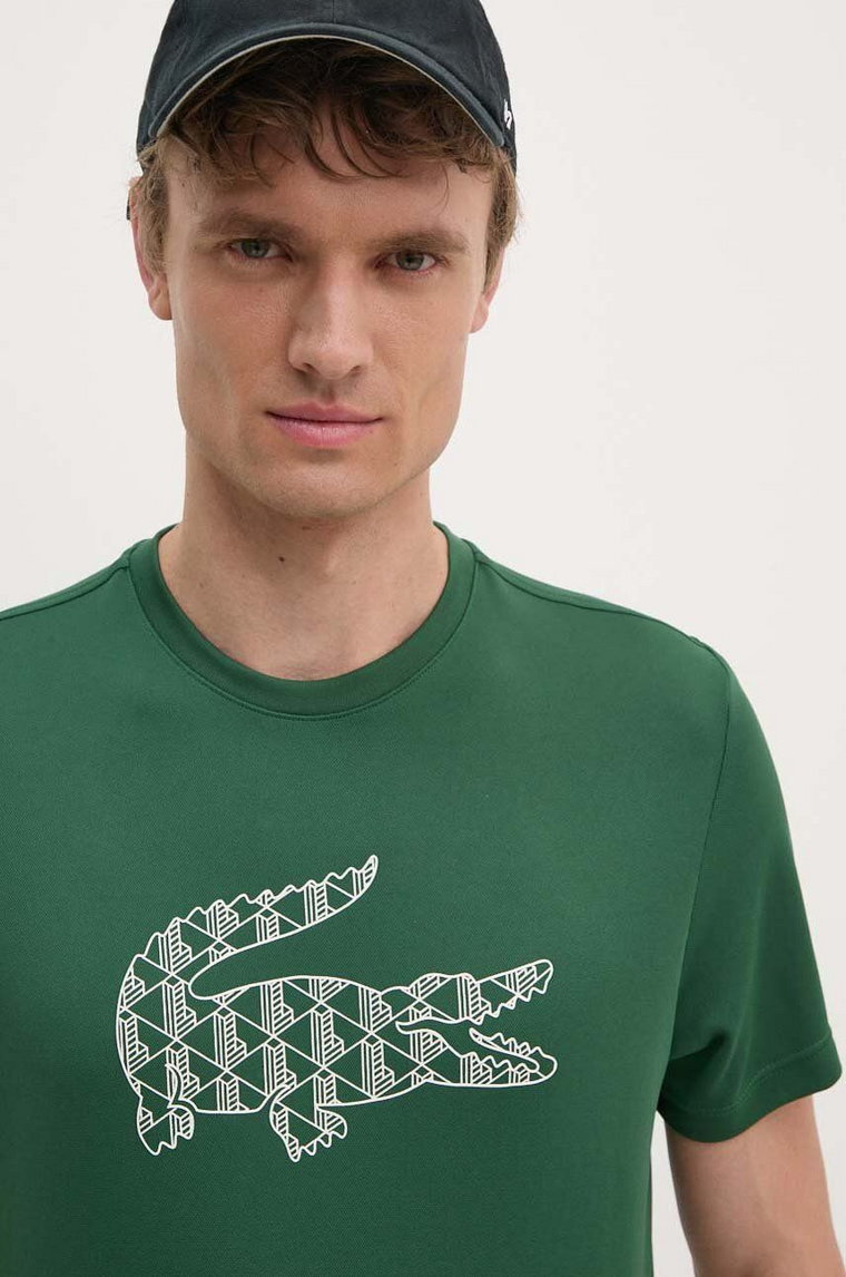 Lacoste t-shirt męski kolor zielony z nadrukiem TH2623