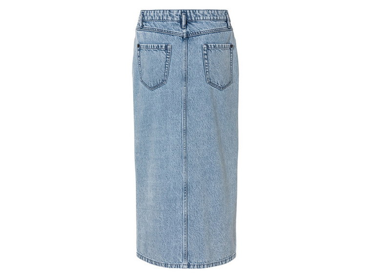 esmara Spódnica jeansowa damska midi z bawełny (44, Niebieski)