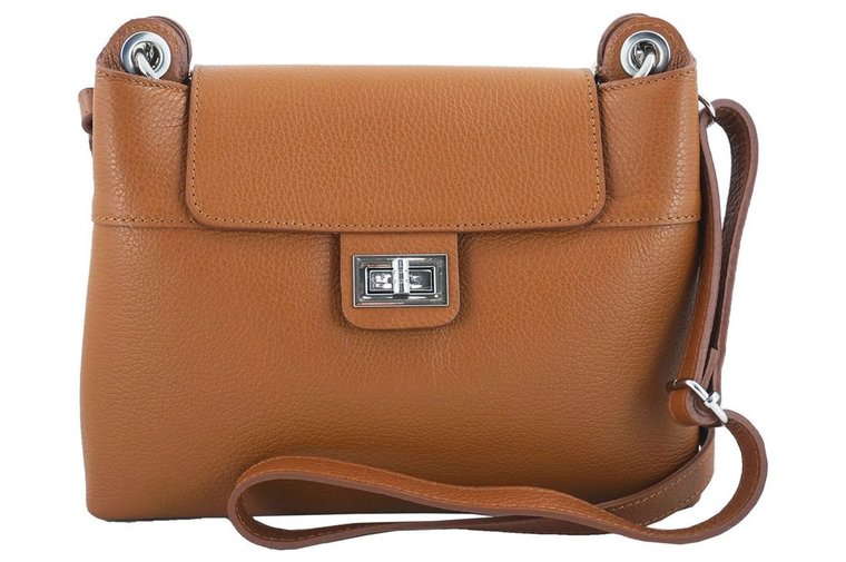 Torebka damska skórzana crossbody - Brązowa jasna