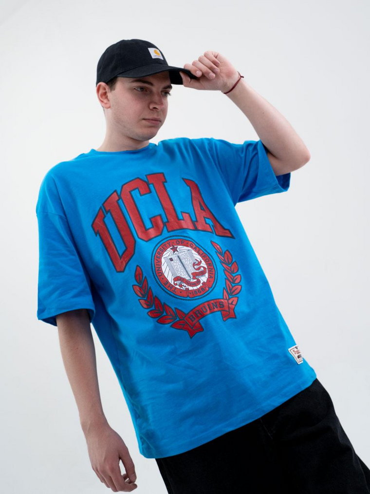 Koszulka Z Krótkim Rękawem Oversize Męska Niebieska Plus Eighteen UCLA
