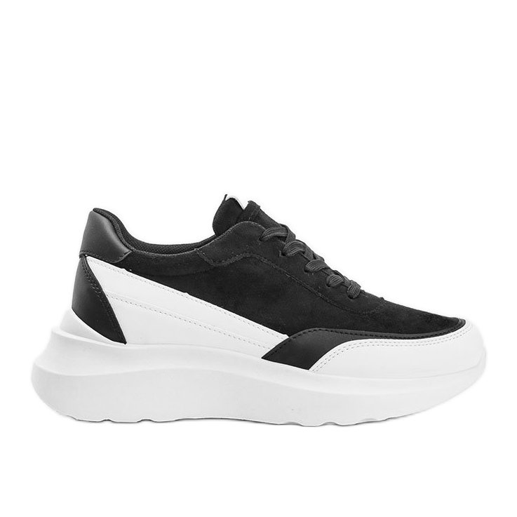 Czarne sneakersy z białymi dodatkami na wysokiej podeszwie Barteks białe