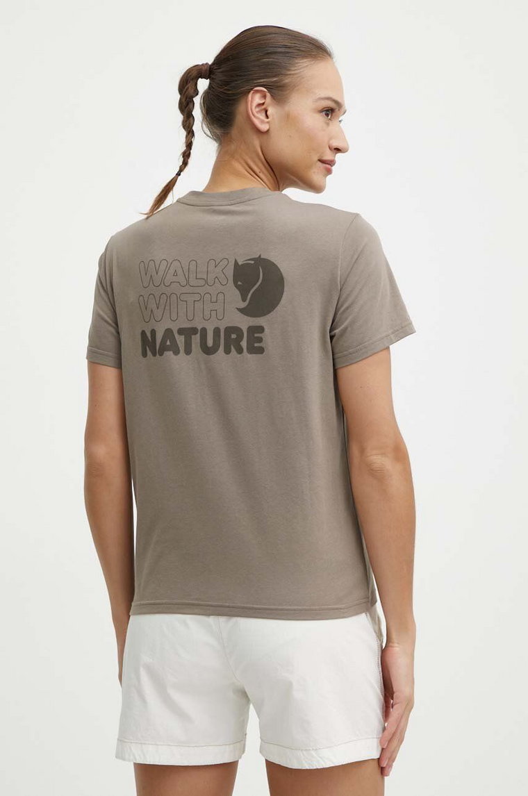 Fjallraven t-shirt Walk With Nature damski kolor brązowy F14600171