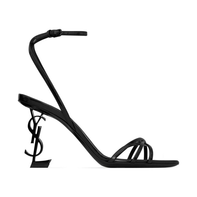 Czarne Skórzane Sandały z Logo Saint Laurent
