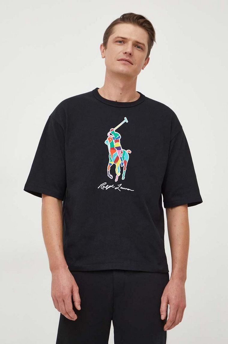 Polo Ralph Lauren t-shirt bawełniany męski kolor czarny z nadrukiem