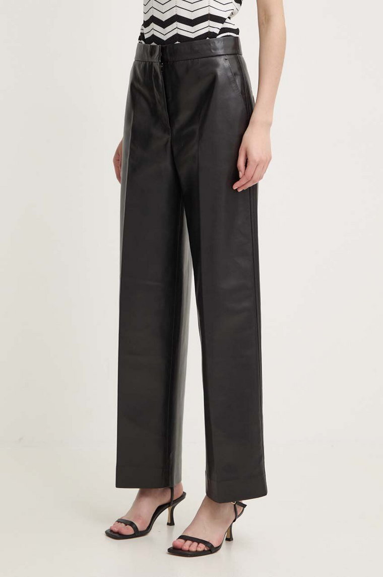 Calvin Klein spodnie damskie kolor czarny szerokie high waist K20K207083