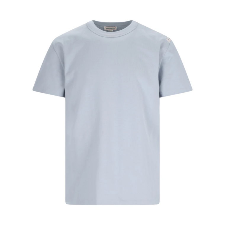 Niebieska Casual T-shirt z Logo Alexander McQueen
