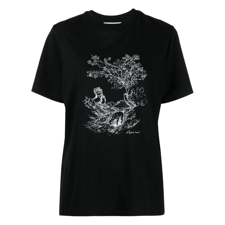 Czarna Boxy Toile de Jouy T-Shirt Coperni
