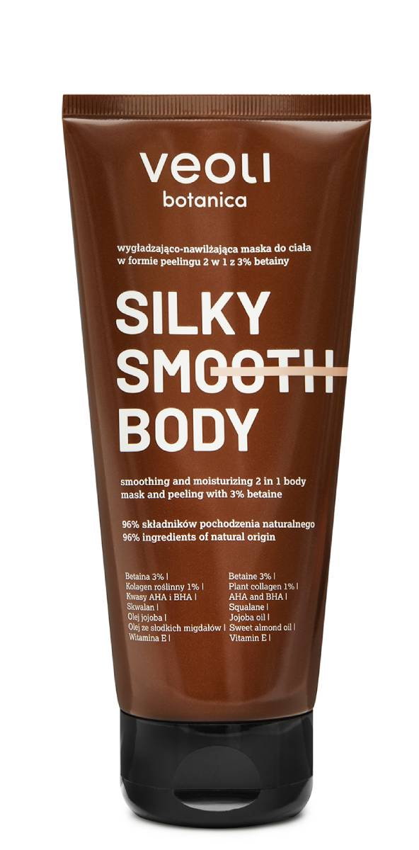 Veoli Botanica Silky Smooth Body wygł.-nawilż. Maska do ciała w formie peelingu 2w1 z 3% betainy 180 180 ml