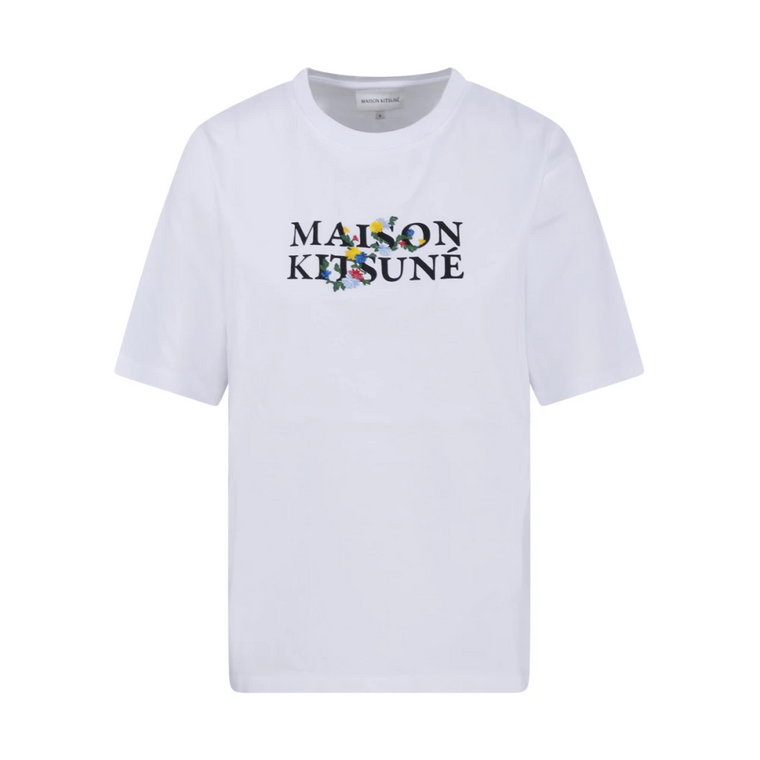 Komfortowy T-shirt z kwiatami Maison Kitsuné